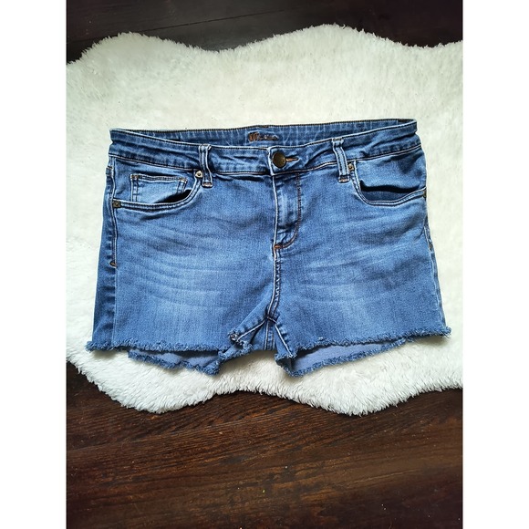 Kut From The Kloth Womens Denim Shorts Fringe Hem Mid Rise Light Wash Size 14S - Picture 1 of 4